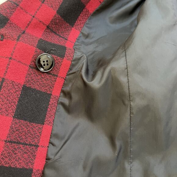 VTG Sasson 2 Pc Wool Blend Pencil Skirt Suit Sz 4P / 4 Plaid Red Blazer 80s 90s - Picture 6 of 12